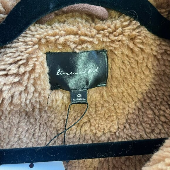 Revolve Line & Dot OVERSIZED Jackson Faux Suede Shearling Coat Brown XS NWT - Picture 8 of 9